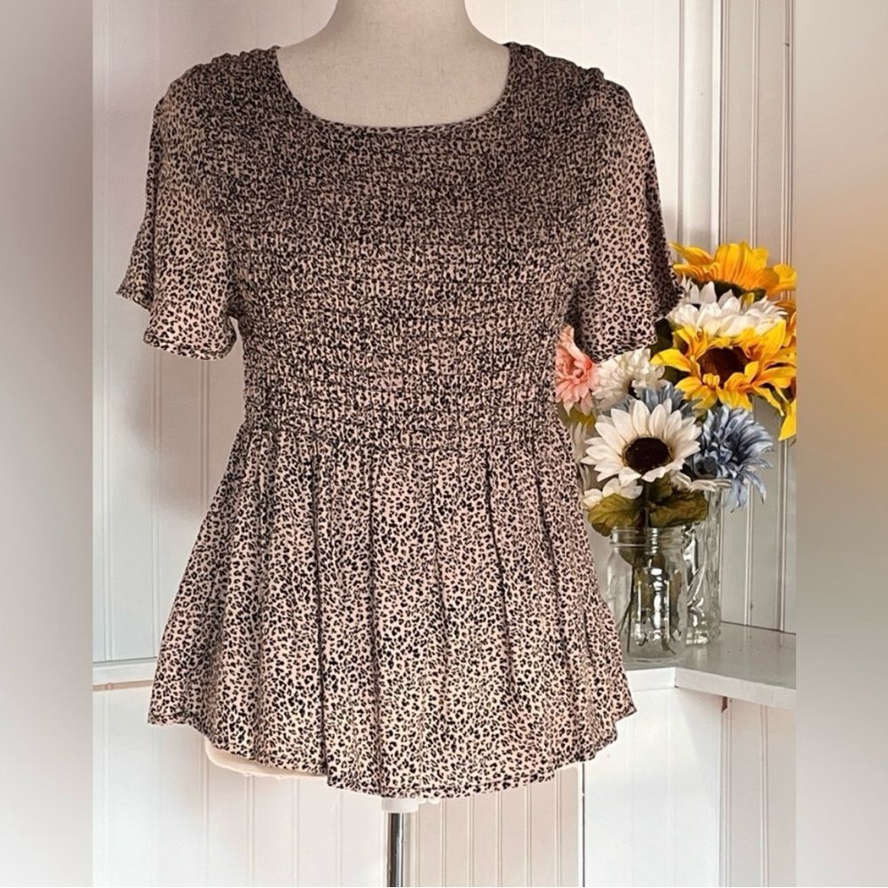 URBAN Romantics Pink & Black Animal Print Babydoll Top